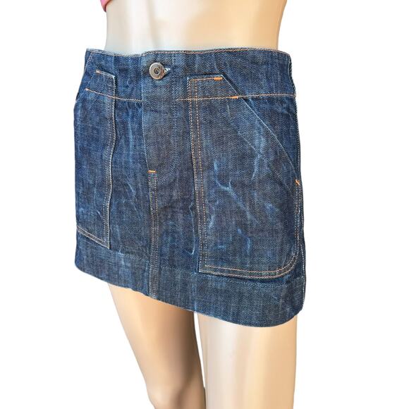 New Citizens of Humanity by Jerome Dahan Dark Wash Jean Denim Mini Skirt Size 24 - Picture 3 of 9